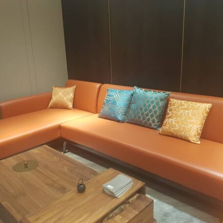 buy orange L shape leather sofa in lagos nigeria